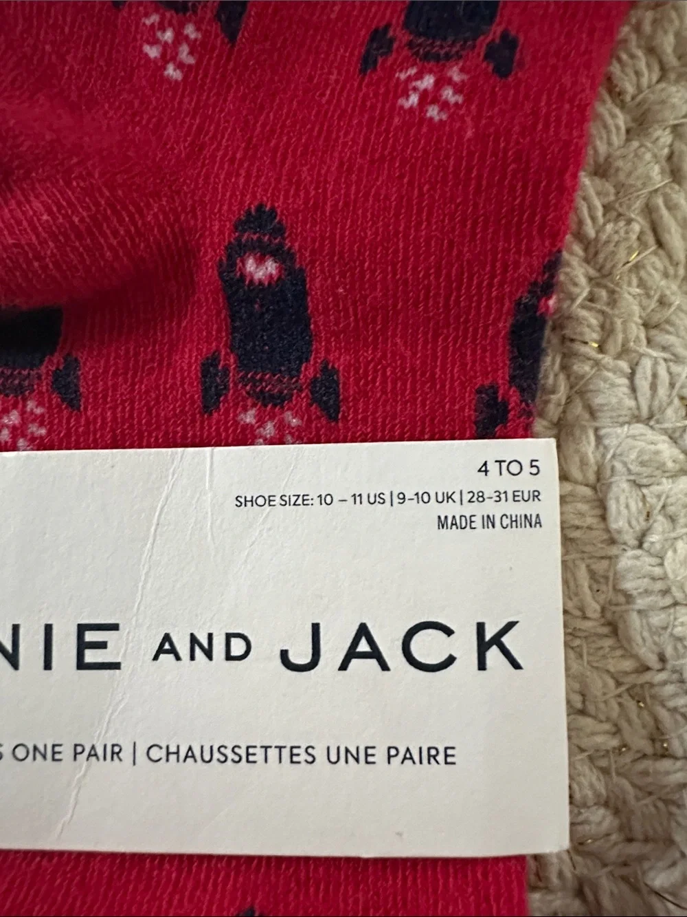 Janie and Jack Kids Holiday Rocket & Ski Crew Socks - NWT